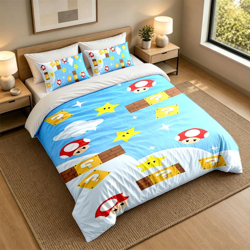 3 шт. Комплект постельного белья Super Mario Мягкая простыня и две наволочки Декор для спальни дома