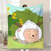 Love to Sleep Lazy Goat Throw Kid-Friendly Flannel Throw Blanket Soft Warm Anti-Static Washable All Season