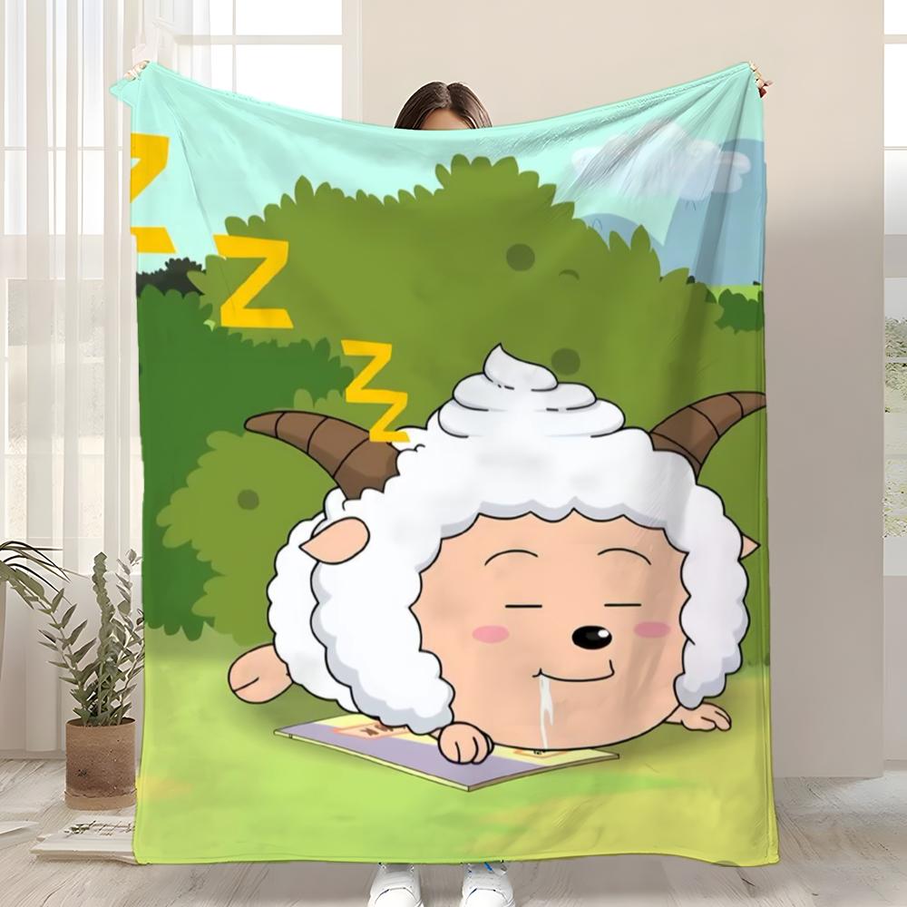 Love to Sleep Lazy Goat Throw Kid-Friendly Flannel Throw Blanket Soft Warm Anti-Static Washable All Season