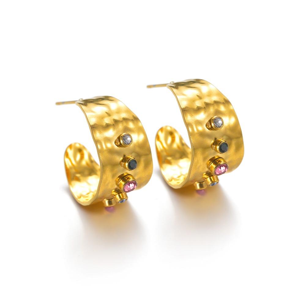 Zircon Colorful Ring Stainless Steel High-grade Zircon Ring New Vintage Accessories