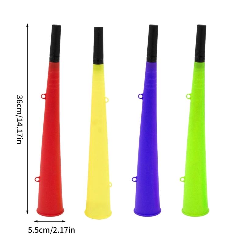 Bright Plastic Vuvuzelas Horns Pack Of 4pcs Assorted Noise Making Horns For Outdoor Event And Crowd Cheering