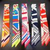 2024 New Design Stripe Luxury Brand Letter Skinny Scarf For Women Hair Neck Silk Scarf For Ladies Foulard Headband Bag Scarves