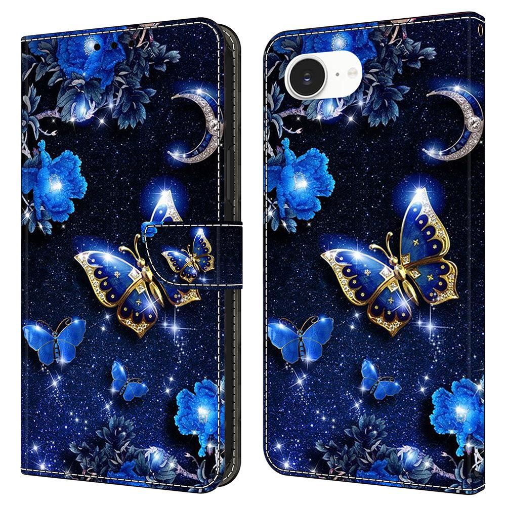 For iPhone 16e Leather Case Pattern Printing Wallet Stand Flip Phone Cover