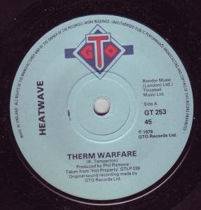 7-дюймовая пластинка HEATWAVE Therm Warfare GT253 GTO 1979 UK Dance Electronica Б/у