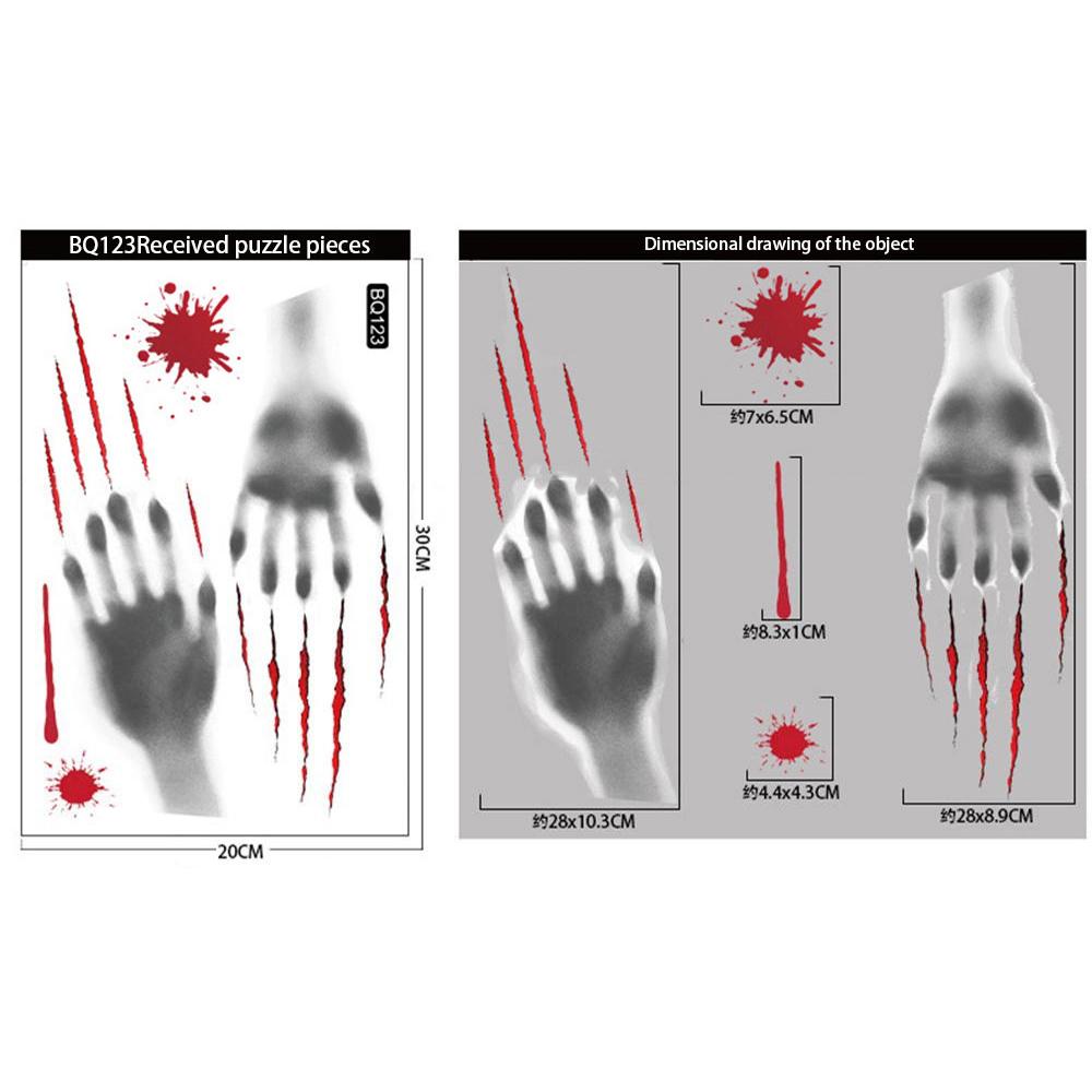 Статические наклейки Прозрачный узор Создают праздничную атмосферу 25*35см ПВХ Вечеринка и праздничное украшение Хоррор наклейки Наклейка