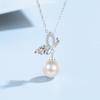 S999 Silver Butterfly Fairy Pearl Necklace Female Light Luxury Cold Wind Diamond Collarbone Chain