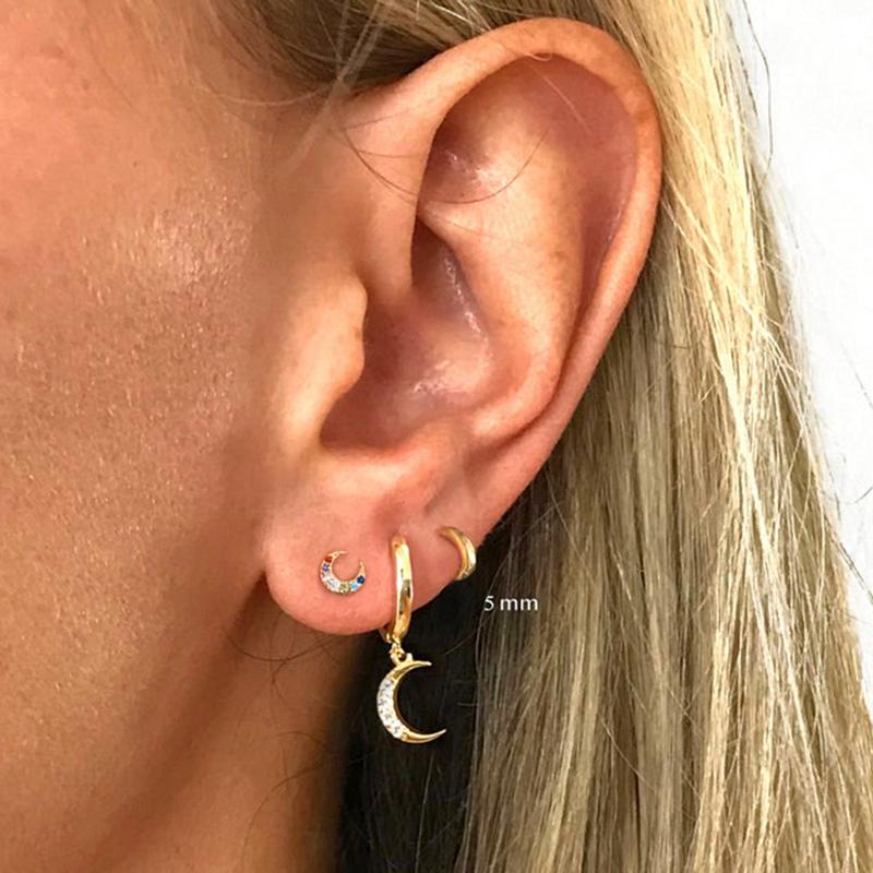 CANNER Multi-Sized Glossy Piercing Cartilage 925 Silver Hoop Earrings for Women Round Huggie Nose Ring Earings Jewelry