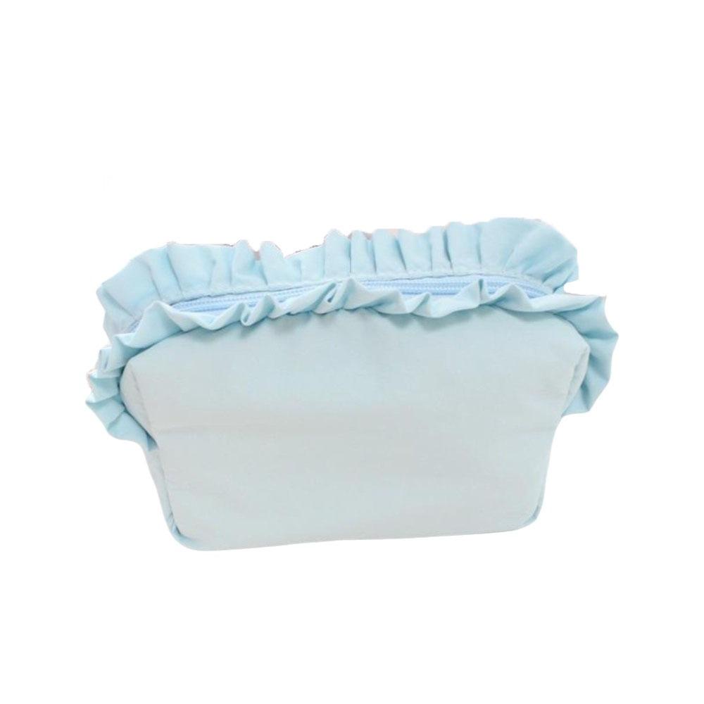 Solid Color Ruffle Makeup Bag Large Capacity Toiletry Organizer Creative Cosmetic Cases Travel