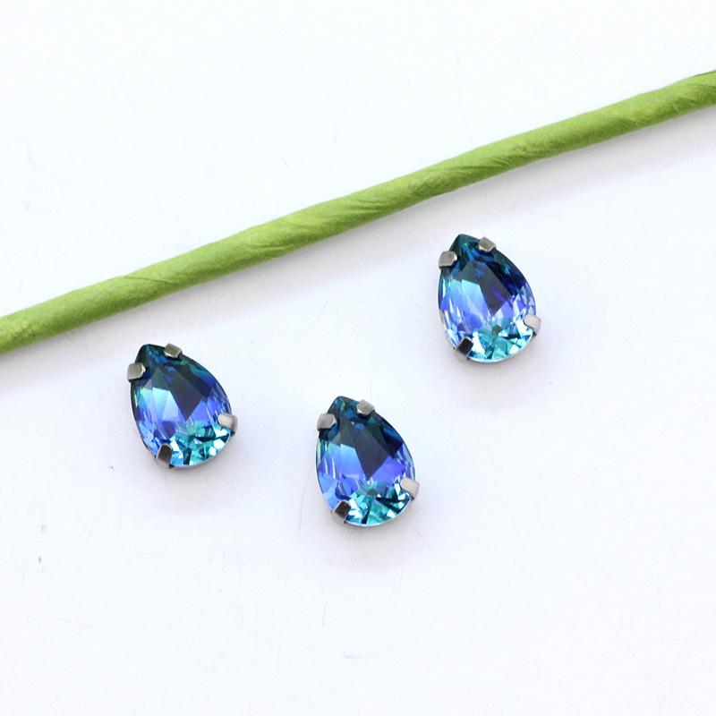 Серебряный коготь Капля Турмалин Бриллиант Градиентный драгоценный камень для DIY ювелирных изделий, обуви, сумок - 10x14 мм Кристальный камень.