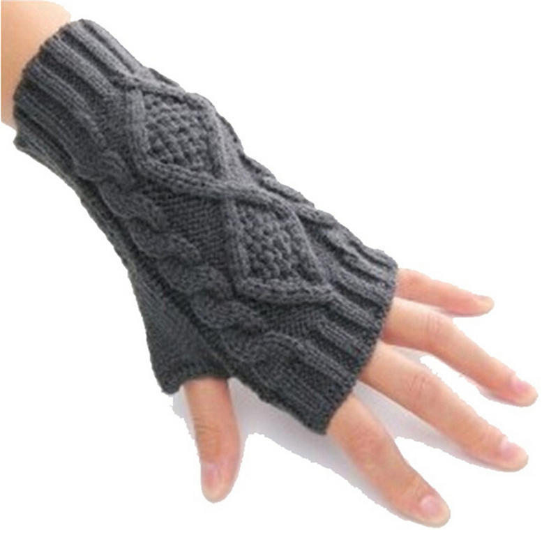 Unisex Men Women Arm Warmer Fingerless Knitted Long Gloves Cute Mittens