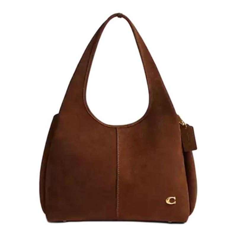 COACH Lana 33 metal logo logo pebbled leather suede handbag large women's sweet brown