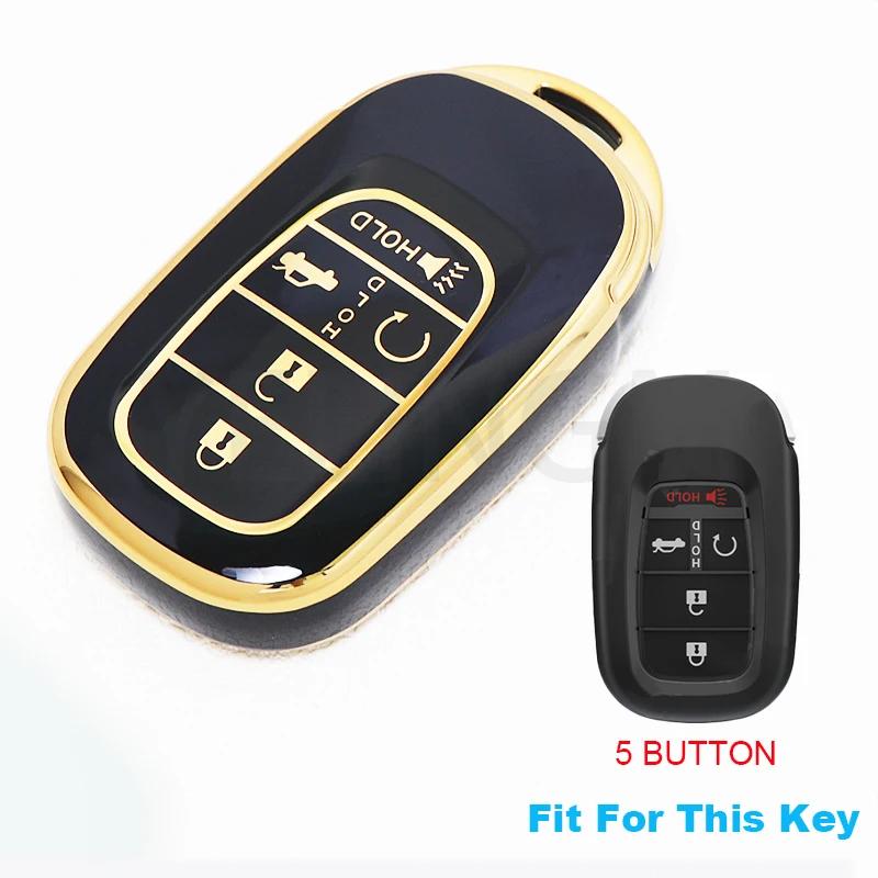 Чехол для ключа из ТПУ для Honda Civic Accord HR-V CR-V CRV 2021 2022 2023 5 кнопок Автомобильный брелок Корпус Держатель для ключа Аксессуары