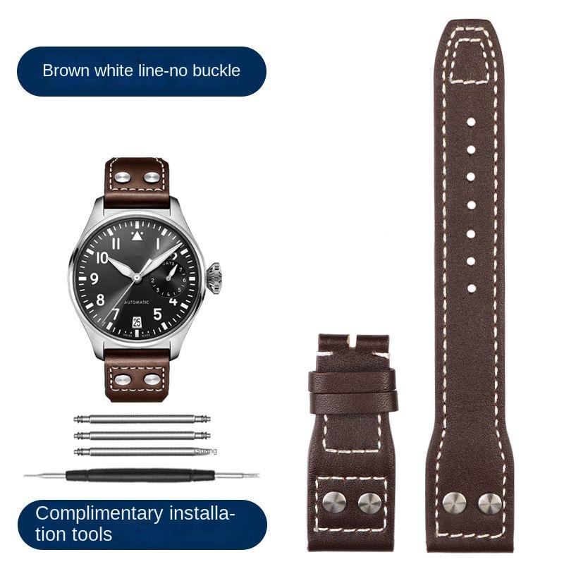 Ремешок для часов 20 мм 21 мм 22 мм для IWC Pilot Spitfire Princekin Mark дерма Черный Коричневый Ремешок из воловьей кожи Складная застежка Ремешок для часов