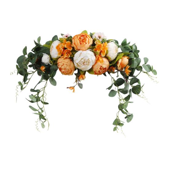 Искусственная гирлянда из пионов с зелеными листьями, свадебная вечеринка, цветочная арка, приветственная табличка, декоративная цветочная гирлянда, декор для дверного проема, стены, окна