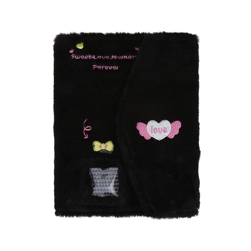 Милый вышитый плюшевый фотоальбом-держатель для карточек, трехдюймовая маленькая папка для хранения карточек без внутренних страниц