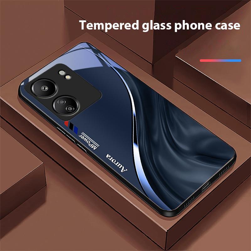 Чехол для телефона Xiaomi Redmi 13C Note13 12 Pro Plus 5G Note 9 13T Pro POCO X6 F5 F6 из черного закаленного стекла с рисунком потока воды