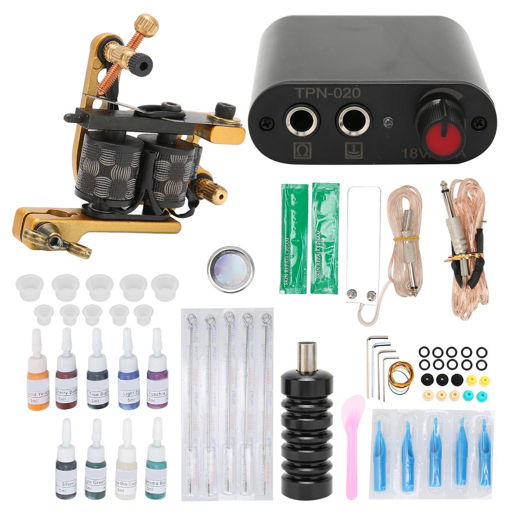 Coil Tattoo Machine Foot Pedal Power Supply Clip Cord Practice Tattoo Ink Novice Tattoo Kit