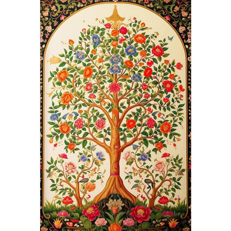 Индийское народное искусство Древо жизни Винтажный лотос Персидский цветочный узор Плакат и печать Картина на холсте Настенные картины Декор для дома