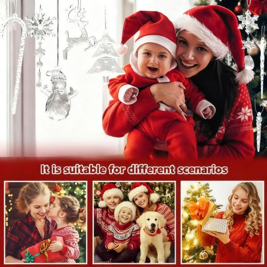 32 шт. Рождественские украшения Акриловый подвесной декор Набор со снежинками Оленями Снеговиком Сосульками Конфетами