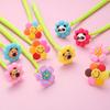 5pcs Flower Shaking Gel Pens with Cartoon Panda and Animal Toppers Soft Silicone Body Black Ink Pens for Office School Supplies