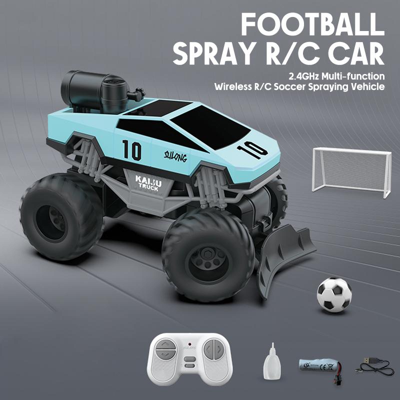 1/24 2.4G Радиоуправляемый 4WD Футбольный Автомобиль Со Спреем и Светом 360° Вращение Детские Игрушки Пульт Дистанционного Управления 5-канальный Футбольный Транспорт Мальчики Рождественские Подарки