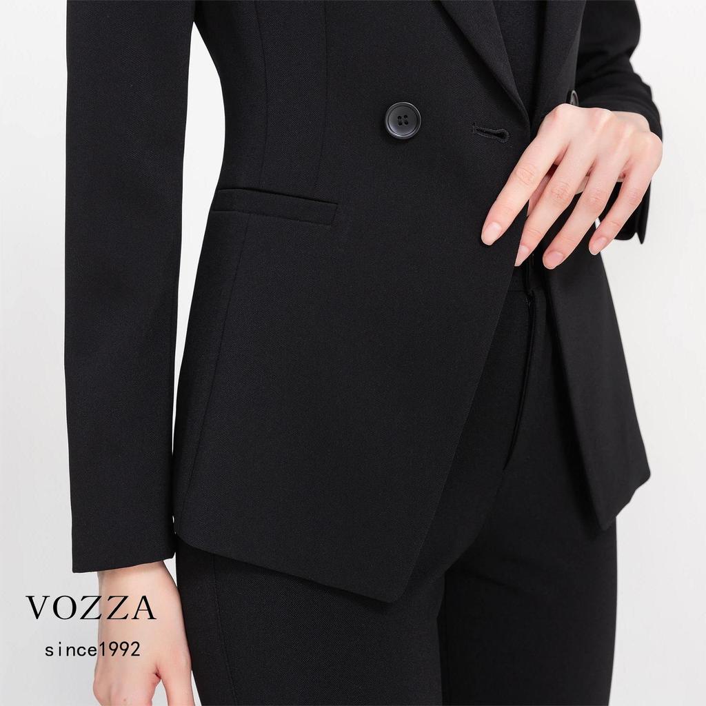 Tailored Long Double Peak Top and Bottom Sold Job Winter [VOZZA] Jacket, Women's Suit, Blazer, Women's, Sleeve, Button, Lapel, Lined, Plain,