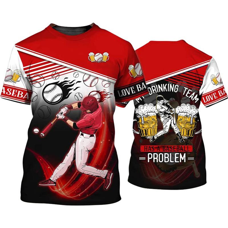 Hot Sale Baseball Pattern Printing Personality 3D Printed T-shirt Sports Softball Unisex Quick-drying Short-sleeved T Shirt Top