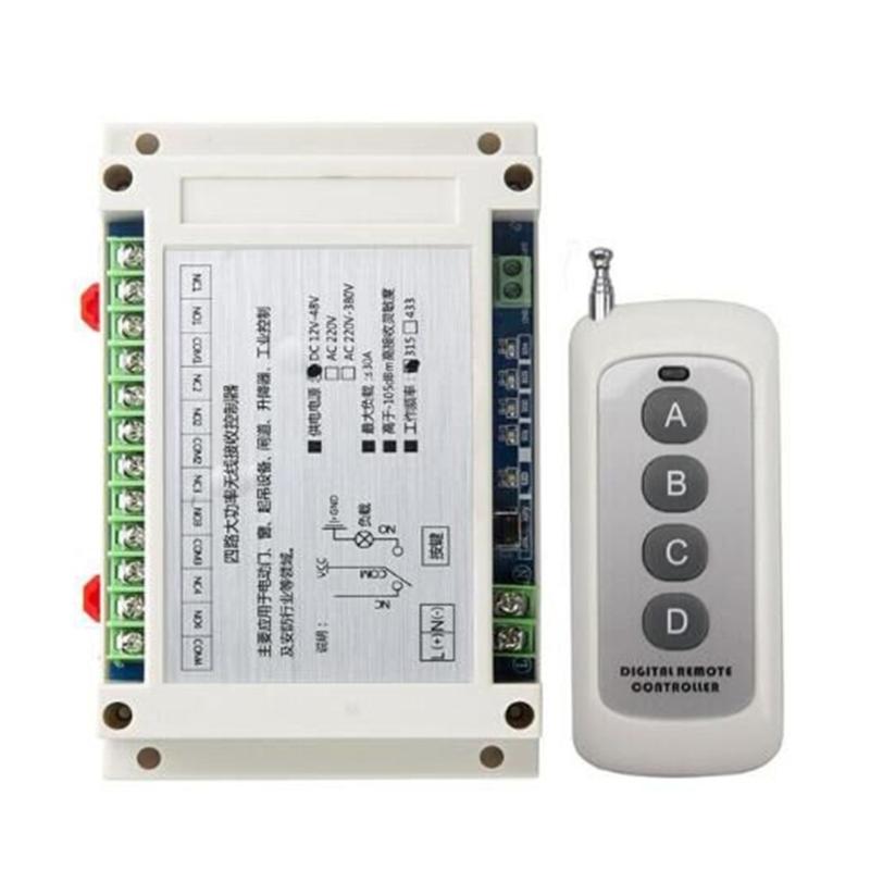 315Mhz 433Mhz DC 12V-48V 4CH Relay Module Receiver 1527code Wireless Remote Control Switch for DC Motor DIY