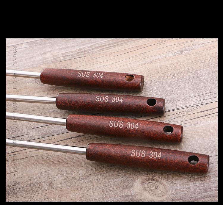 304 Stainless Steel Cooking Utensil Set Vintage Wooden Handle Kitchen Tools