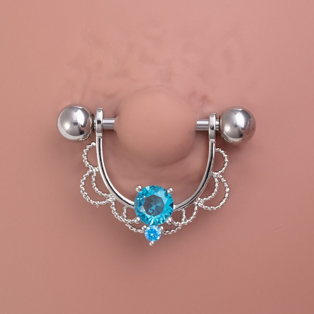 Кольцо для сосков U-образной формы со штангой и цирконием, полукруглое со стразами, на каждый день