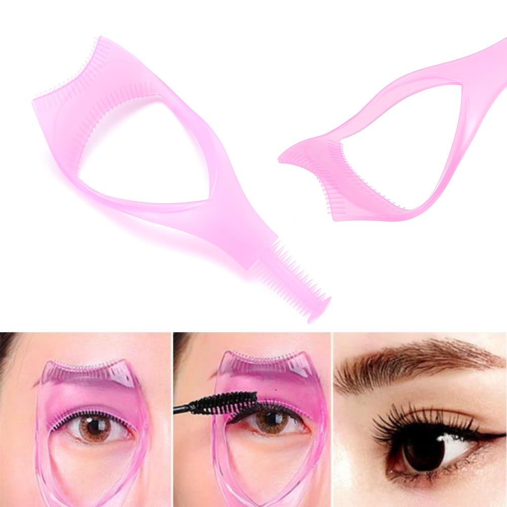 Protect Eyes Crystal Mascara Shield Make Up Brush 3-In-1 Eyelash Comb Template Applicator Tool