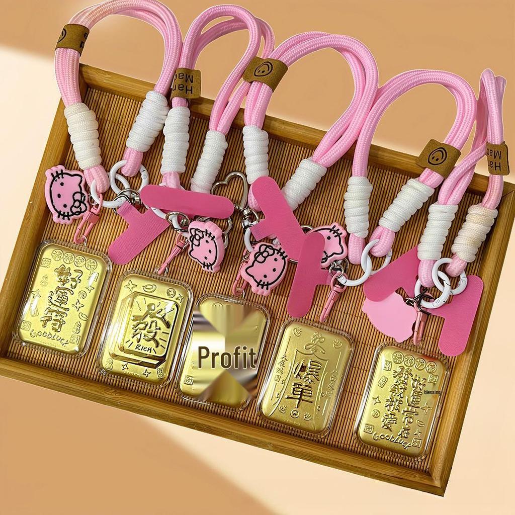 999 Pure Gold Mahjong Tile Pendant: Phone Chain & Car Charm, National Tide Lucky Gift