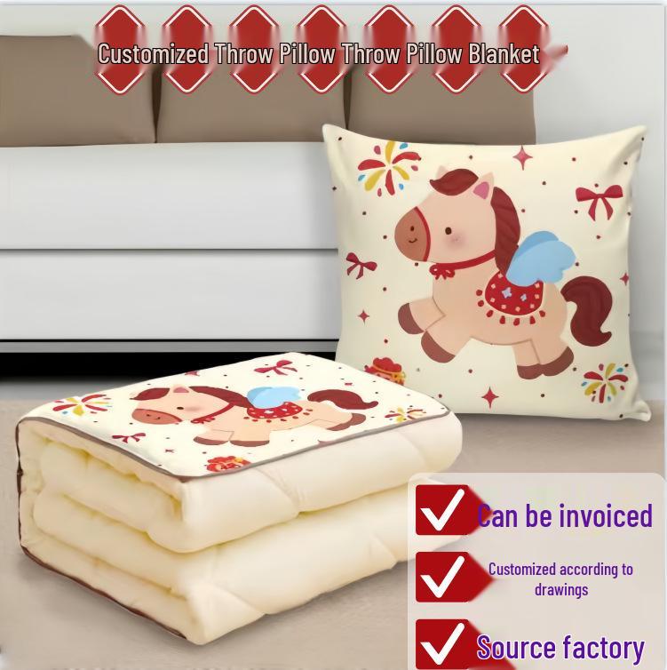 Personalized Pillow Blanket: Two-in-One Sofa Cushion & Backrest with Logo Customization - Ideal for Corporate Gifts