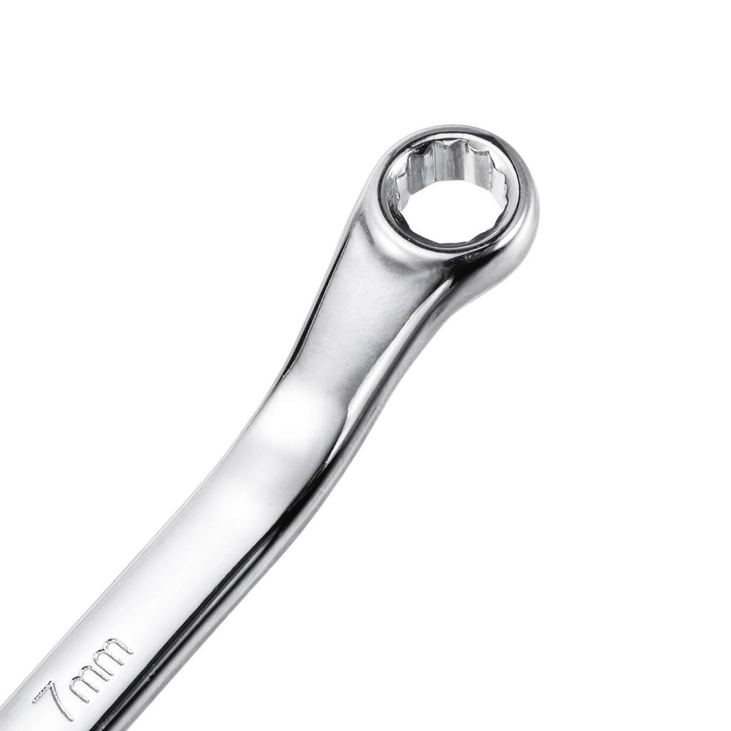 Uxcell Metric Offset Double Chrome 6mm X 7mm 12-Point Open-End Wrench, Plated, Cr-V,