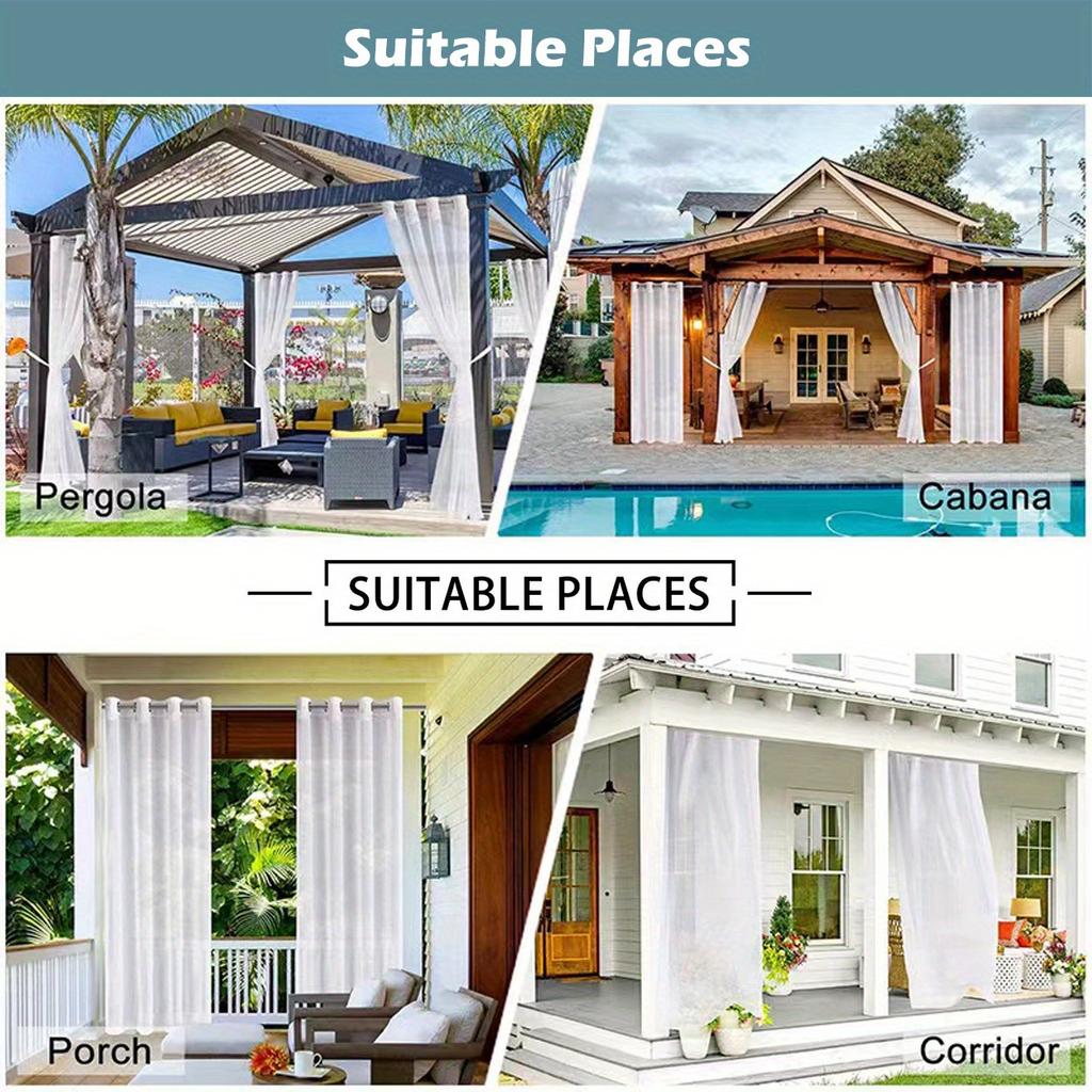 1 шт. Звездное сияние, водонепроницаемая наружная штора, светофильтрующая полиэстеровая садовая драпировка для патио, крыльца, беседки, декора, включающего крючок