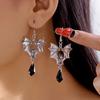 Classic Gothic Vampire Bat Earrings for Women Man Vintage Black Water Drops Crystal Bat Pendant Earrings Jewelry Accessories