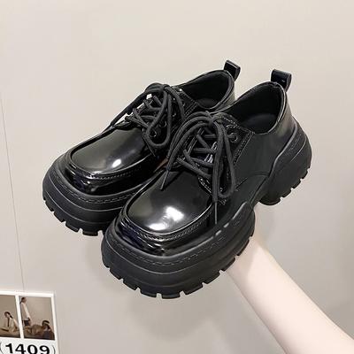 Модные туфли из кожи с большой головкой для женщин, на платформе, со шнуровкой, с неглубоким носком, с нескользящей толстой подошвой, на высоком каблуке, удобные туфли-лодочки Zapatos Mujer