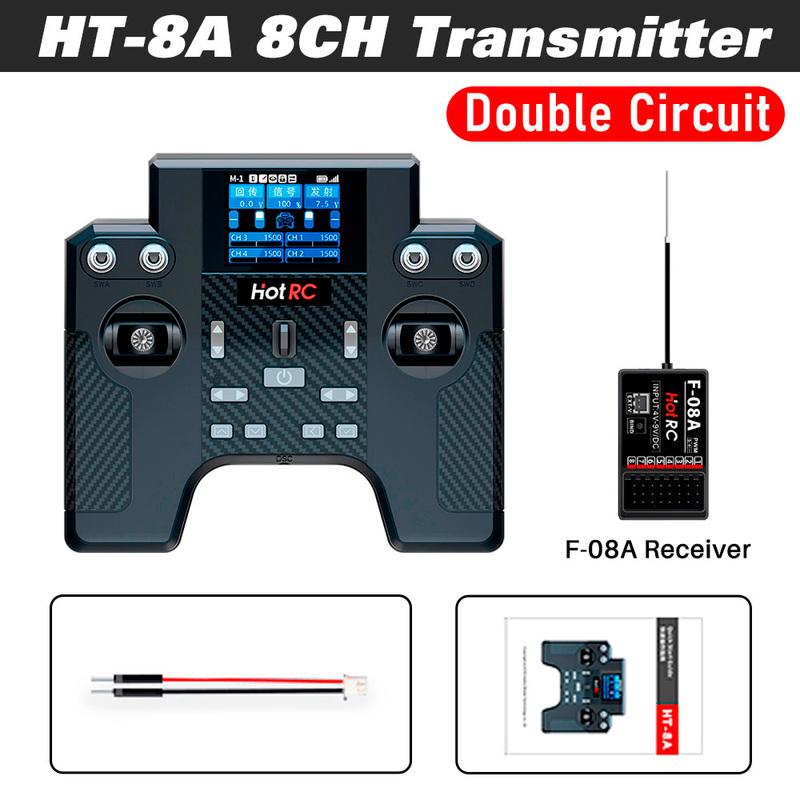 Передатчик HOTRC HT-8A 8-канальный радиоуправление Круиз-контроль Гироскоп 300 м с приемником F-08A для моделей самолетов, автомобилей, лодок
