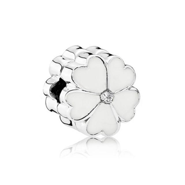 New Original Bead Alloy Love Star Flower Clip Stopper Charm Clear CZ Fit  Bracelet Bangle Necklace DIY Women Jewelry