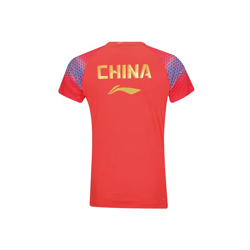 Li Ning Badminton Jerseys Unisex Vermilion V Neck Moderate AAYV148-3