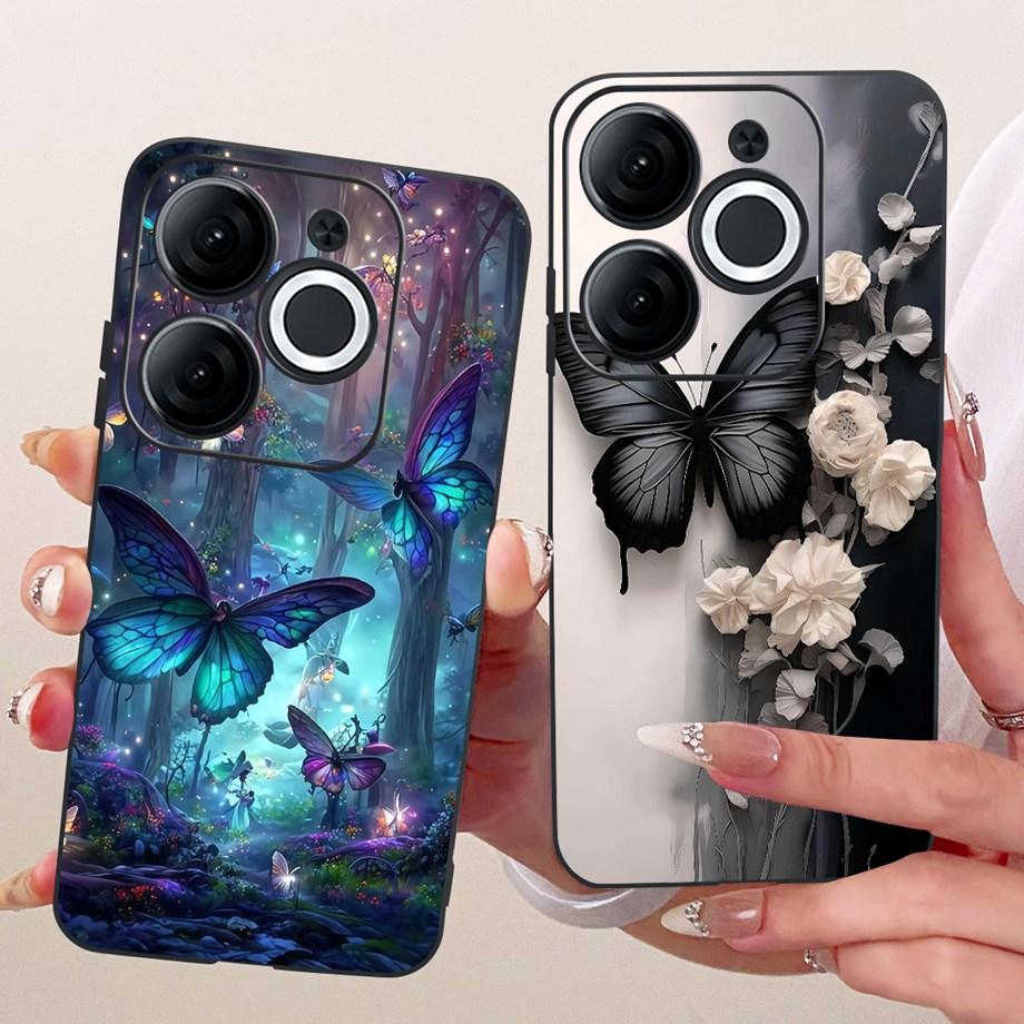For Itel A80 A90 A95 A70 A60 A60s Phone Case Matte Soft TPU Bumper Cover Cool Cartoon Luxury Butterfly Flower Bow Pattern Funda