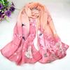 Scarves Natural Style Spring and Autumn Printed Flowers and Birds Rectangle Sun Protection Chiffon Scarf