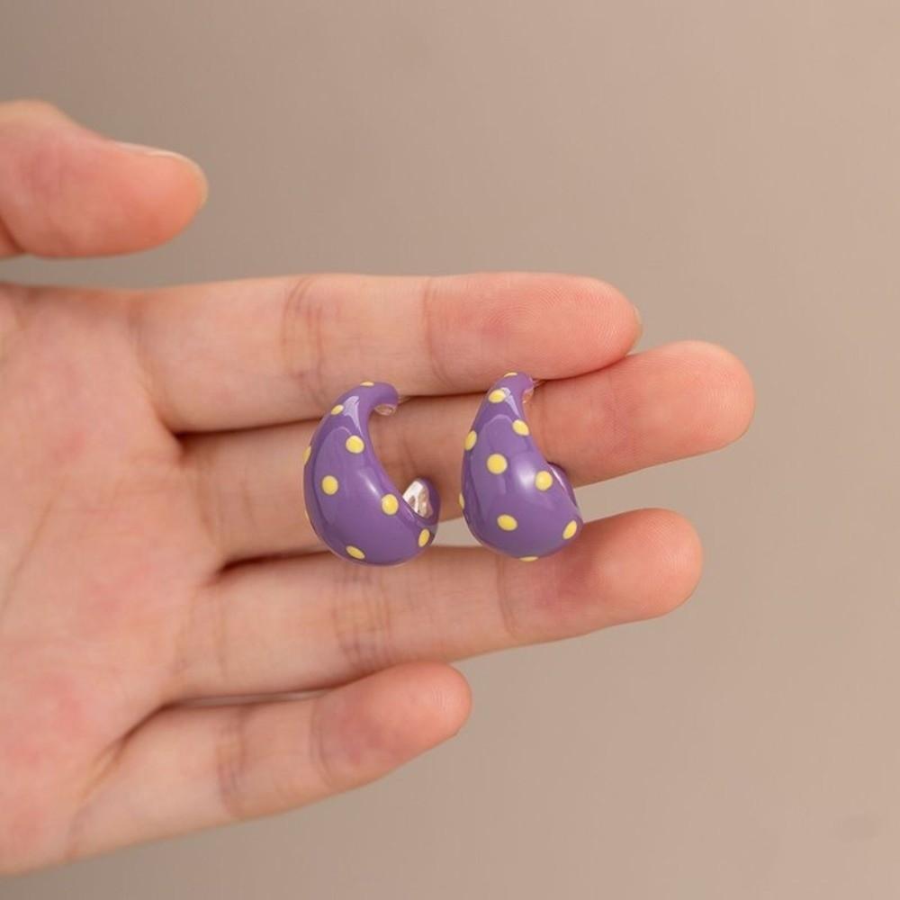 Colorful Polka Dot Hoop Earrings Trendy Geometric Earrings C-Shaped Enamel Earrings Wedding