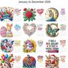 2026 DIY Diamond Painting 13-Page Desk Calendar with Cartoon Designs