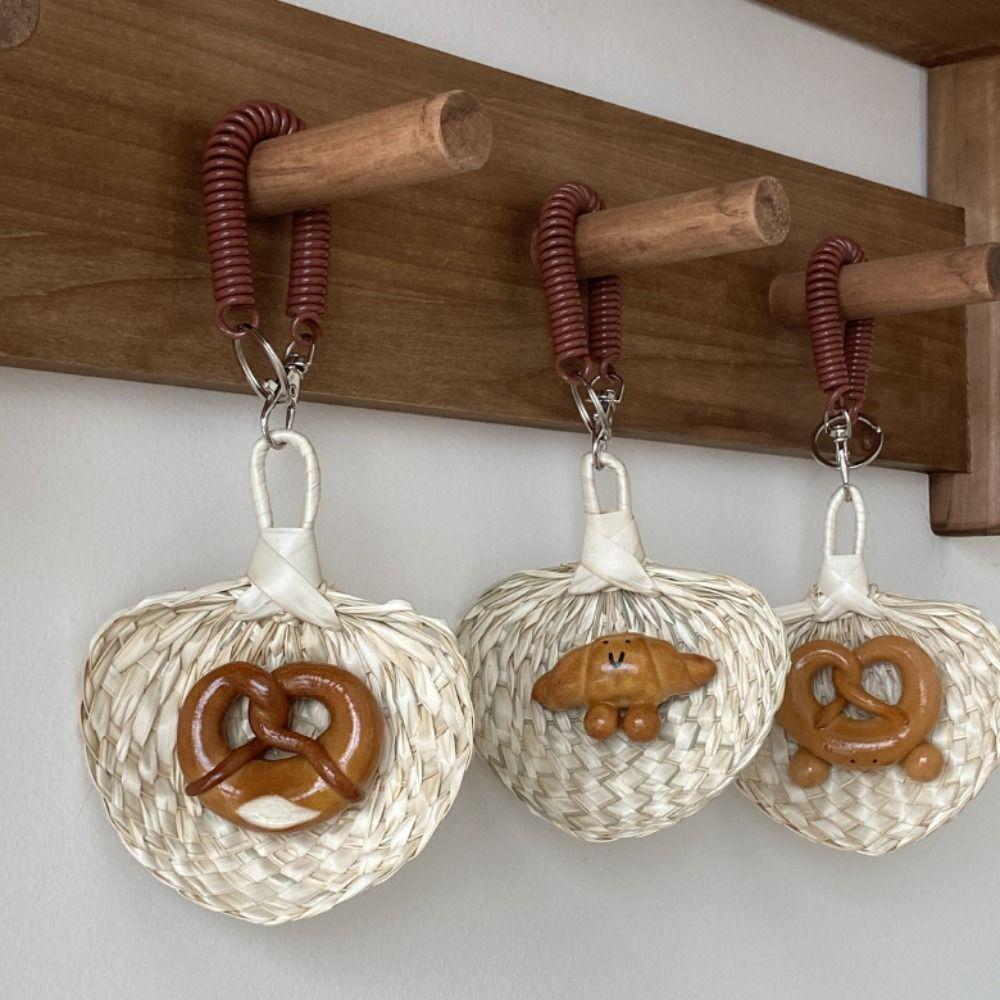 Милый алкалиновый хлеб кулон бейгл круассан сумка аксессуар прекрасный имитация еды брелок подарок