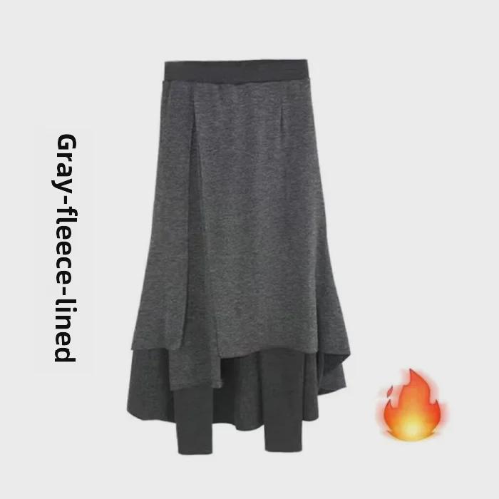 Женские брюки-юбки нестандартного кроя из нескольких слоев, осень/зима 2023 г. — нишевый дизайн, большой размер, имитация двухкомпонентного фасона.