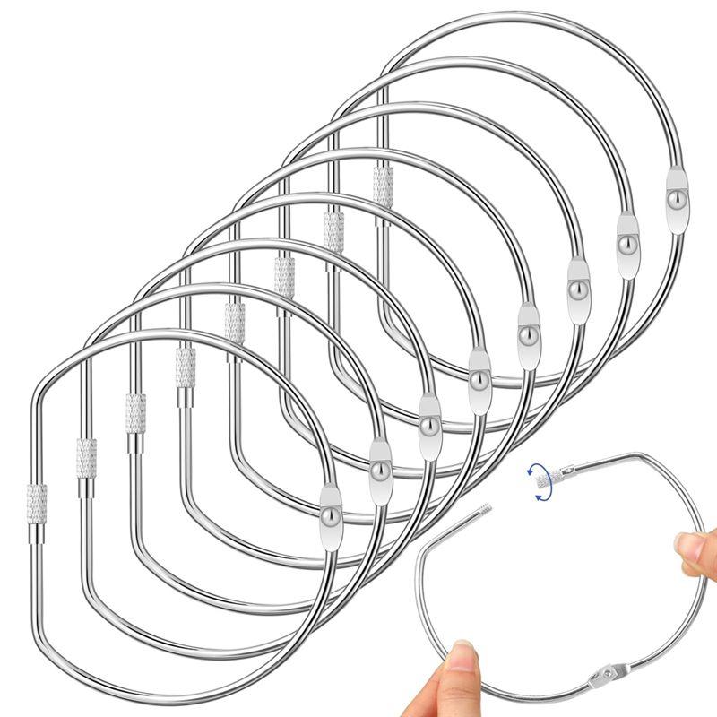 M-Modern-Nickel Plated Steel Large D-Shaped Binder Rings 4 Inch, Set Of 8 Loose Leaf Rings For Books And Keychains, Home And Off