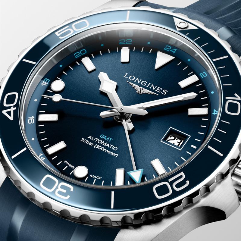 Longines HYDROCONQUEST Concas серия для дайвинга GMT автоматический механический механизм 300 часы 43 мм синий циферблат корпус из нержавеющей стали резиновый ремешок L3.890.4.96.9