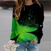 Fall Autumn Women'S Fashion O Neck Long Sleeve T-Shirt Loose Clothes Clover Print T Shirt