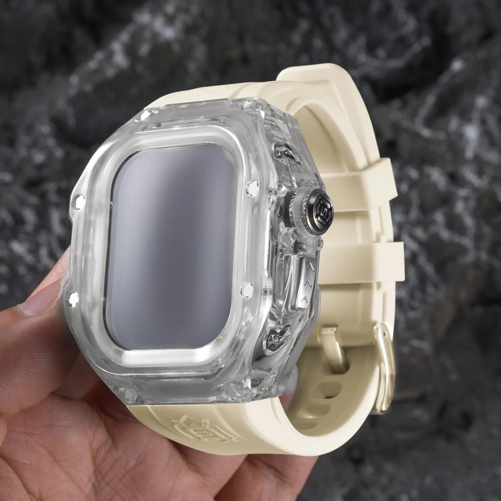 Роскошный прозрачный чехол для ремешка Apple Watch Ultra 2 49 мм, набор для модификации, силиконовый ремешок для IWatch Ultra 49 мм, резиновый браслет